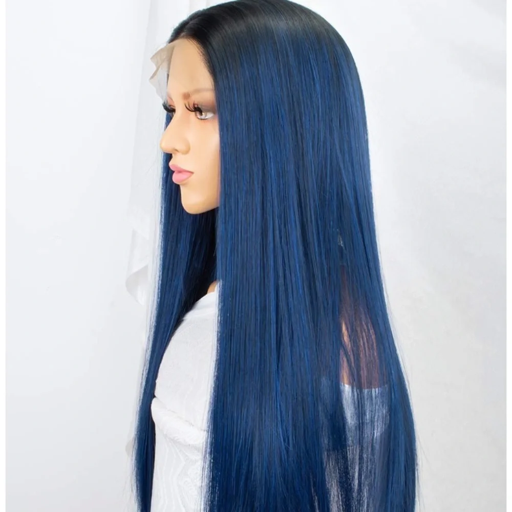 K. Jener 22” Blue ombré straight lace front wig